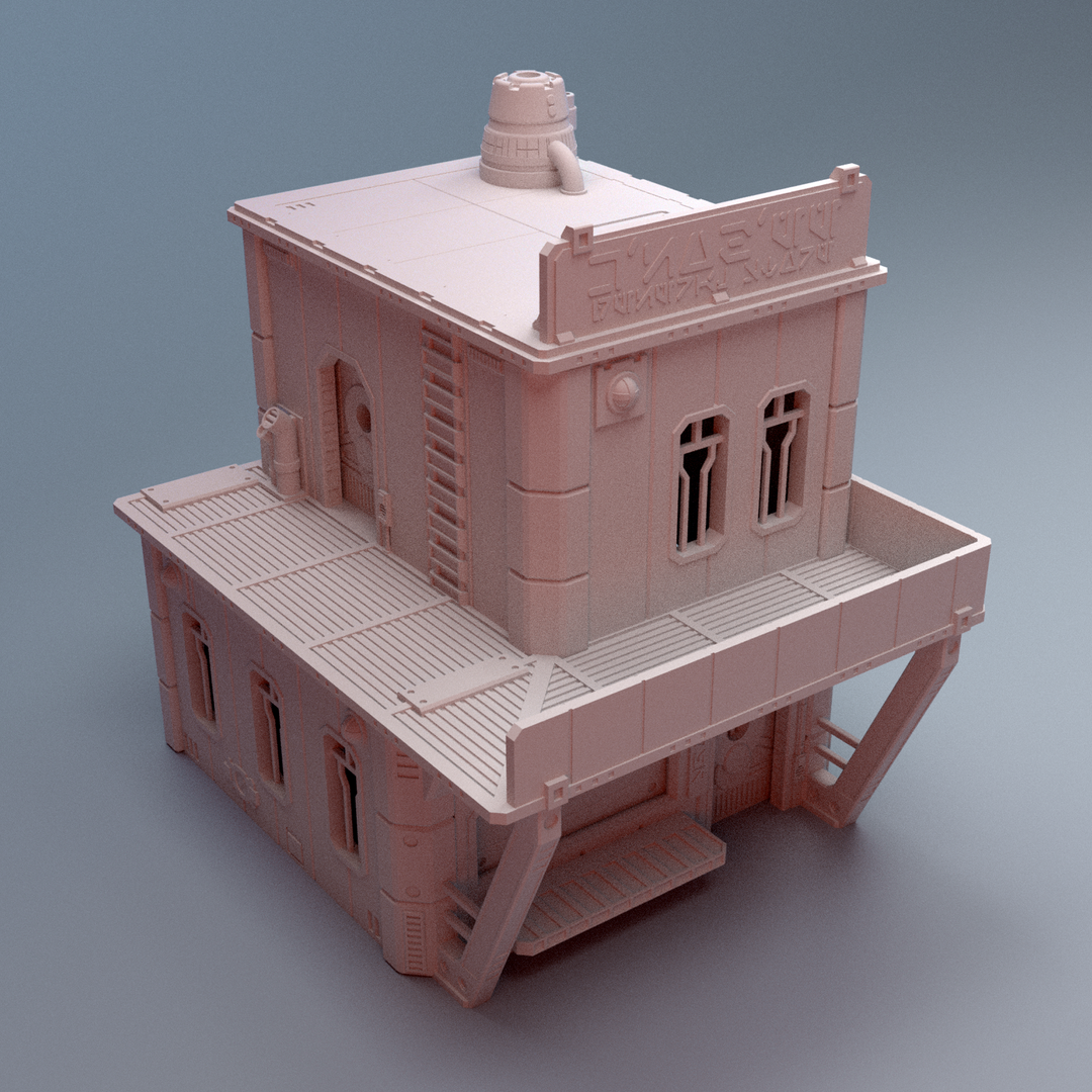 Corvus Games Terrain 3D printable Galactic Battles MidRim City Shop D Building for 28mm - 40mm scifi tabletop wargaming