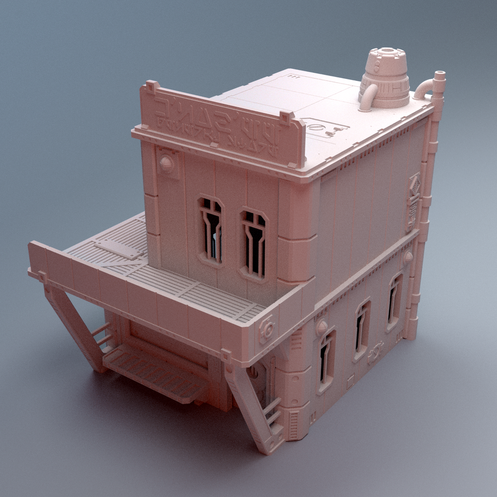 Corvus Games Terrain 3D printable Galactic Battles MidRim City Shop D Building for 28mm - 40mm scifi tabletop wargaming