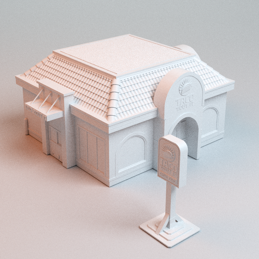 Corvus Games Terrain 3D printable Taco Boutit Restaurant for 32mm - 40mm super heroic scifi tabletop wargaming