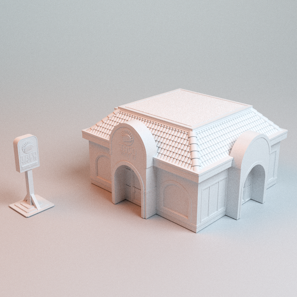 Corvus Games Terrain 3D printable Taco Boutit Restaurant for 32mm - 40mm super heroic scifi tabletop wargaming