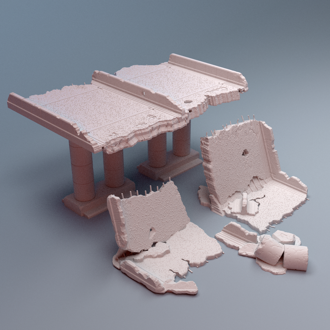 Corvus Games Terrain 3D printable Urban Highway terrain for 28mm - 40mm modern heroic tabletop wargaming