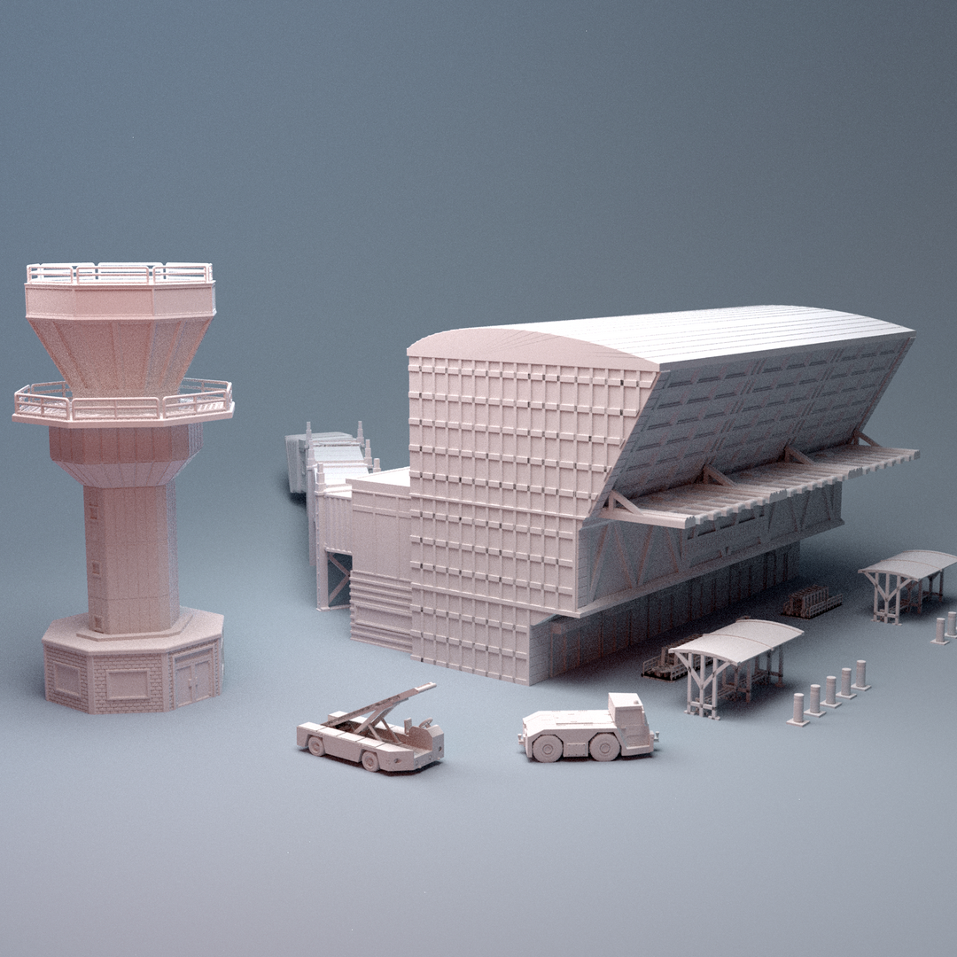 Corvus Games Terrain 3D printable Urban International Airport for 28mm - 40mm urban tabletop wargaming