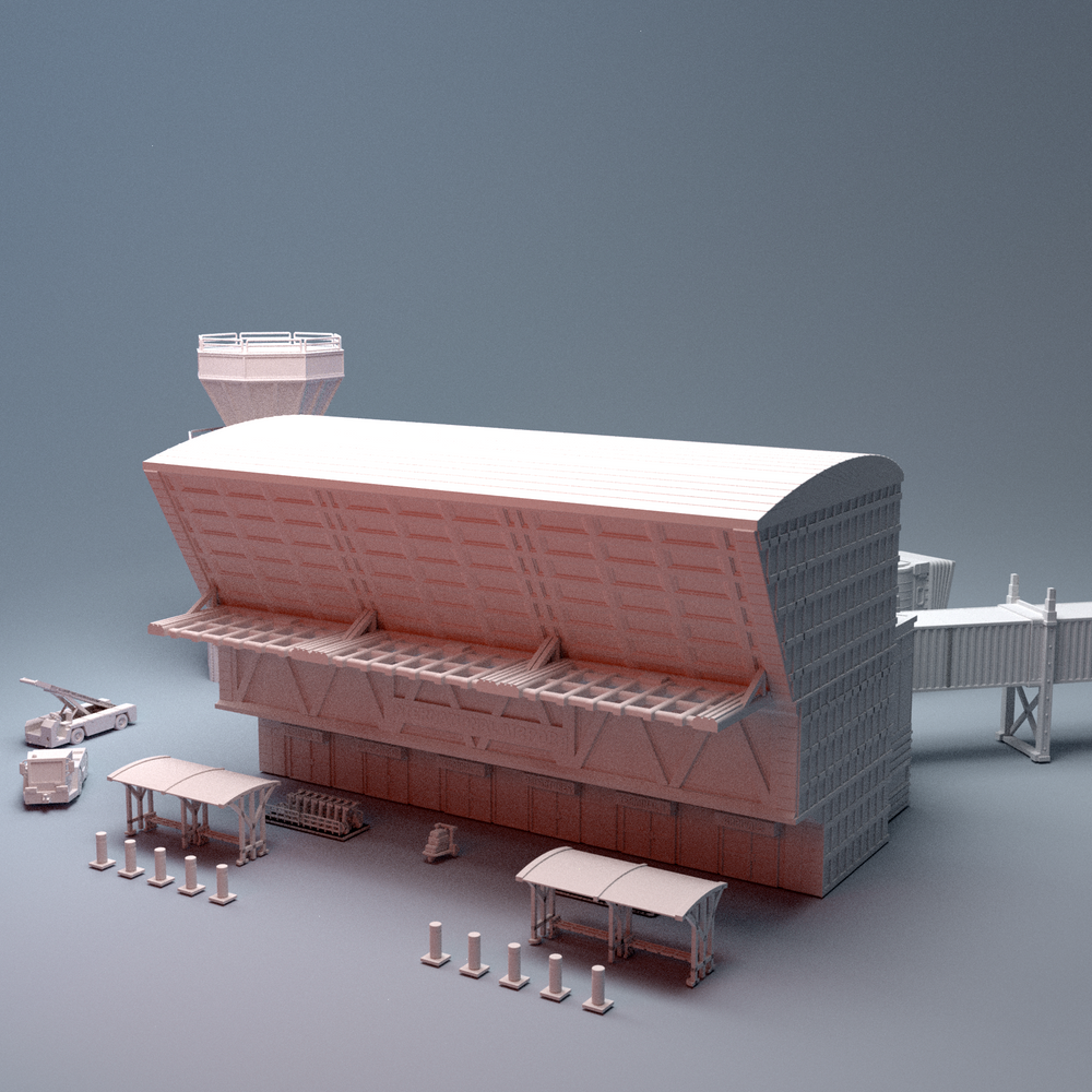 Corvus Games Terrain 3D printable Urban International Airport for 28mm - 40mm urban tabletop wargaming