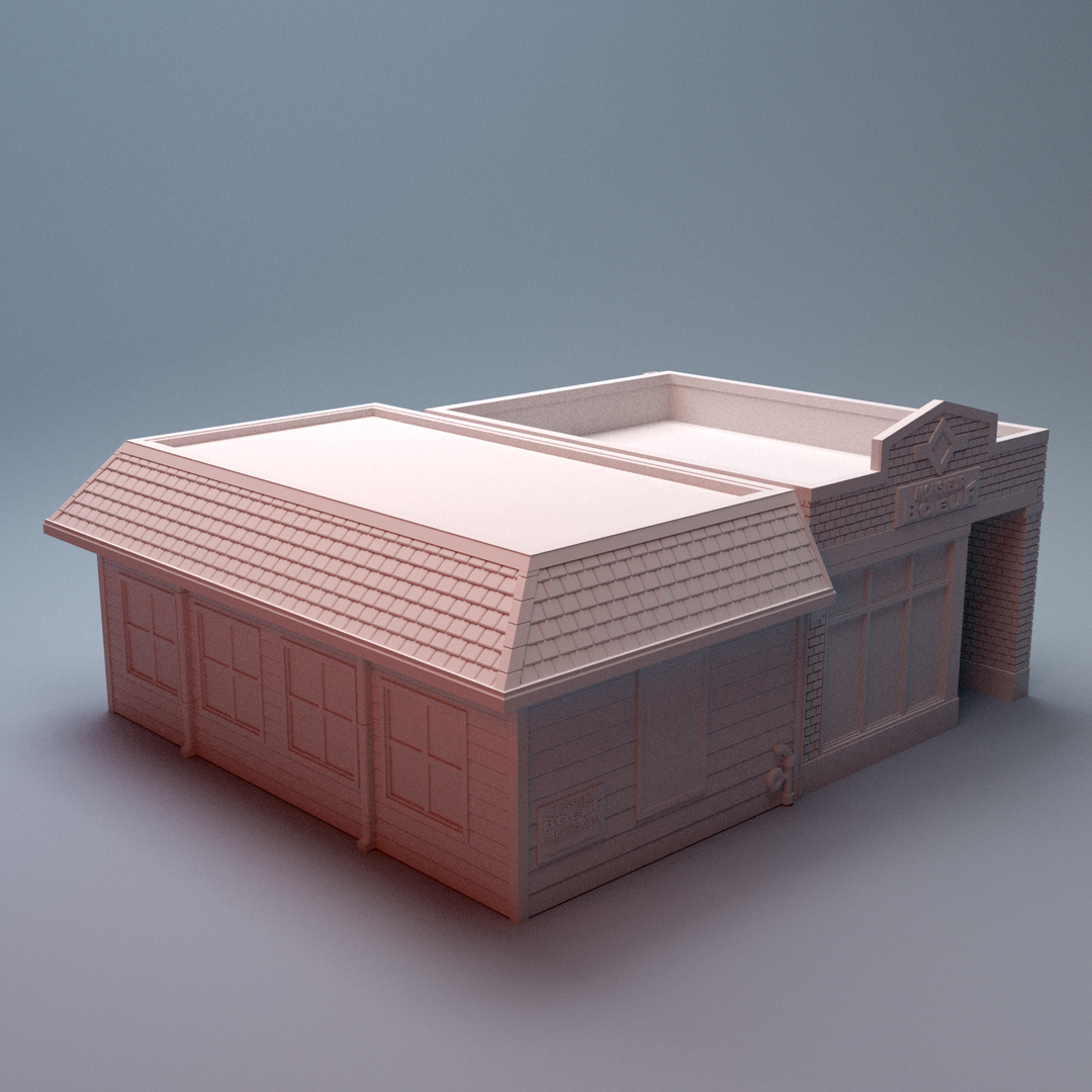 Corvus Games Terrain 3D printable Urban Monsieur Boeuf Restaurant Building for 28mm - 40mm urban tabletop wargaming