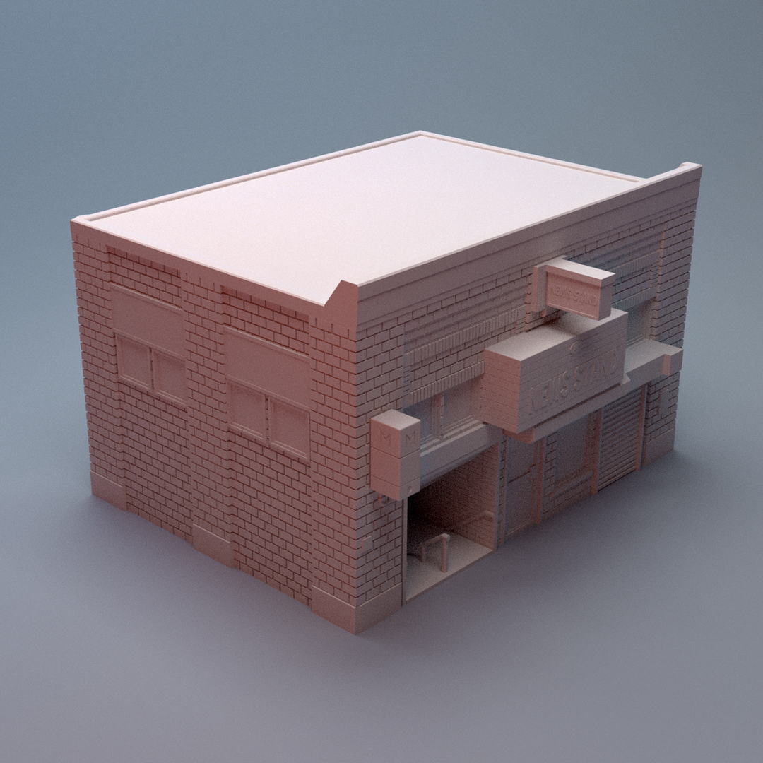 Corvus Games Terrain 3D printable Urban Newsstand Subway Entrance Building for 28mm - 40mm urban tabletop wargaming