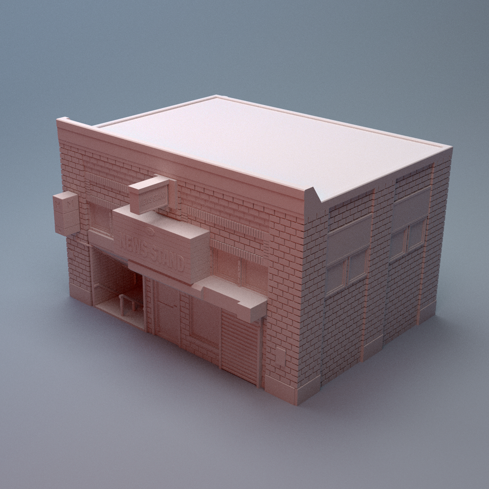 Corvus Games Terrain 3D printable Urban Newsstand Subway Entrance Building for 28mm - 40mm urban tabletop wargaming