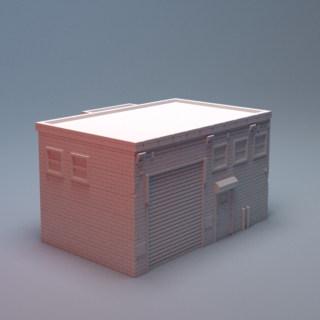Corvus Games Terrain 3D printable Urban Warehouse C for 28mm - 40mm urban tabletop wargaming