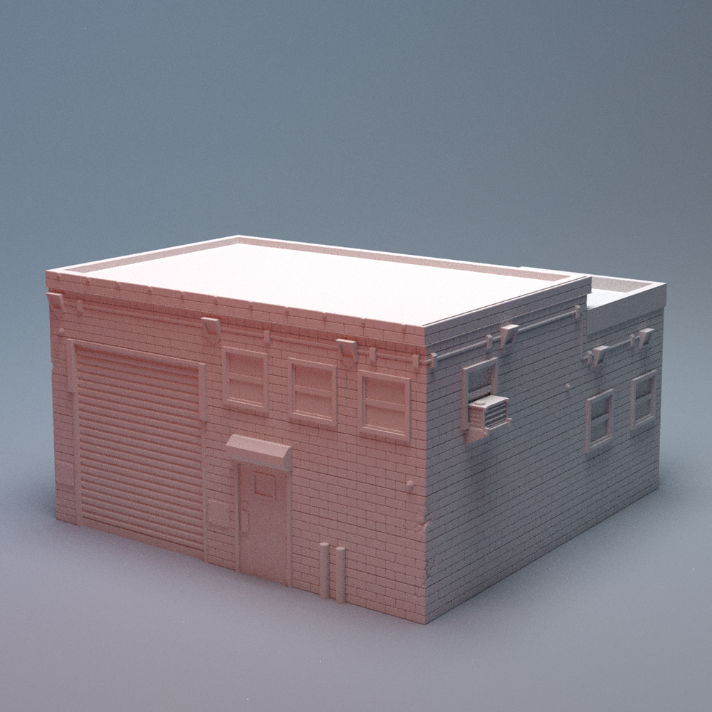 Corvus Games Terrain 3D printable Urban Warehouse C for 28mm - 40mm urban tabletop wargaming