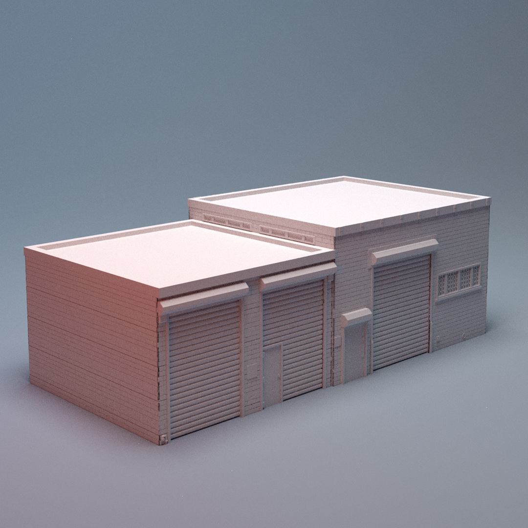 Corvus Games Terrain 3D printable Urban Warehouse D for 28mm - 40mm urban tabletop wargaming