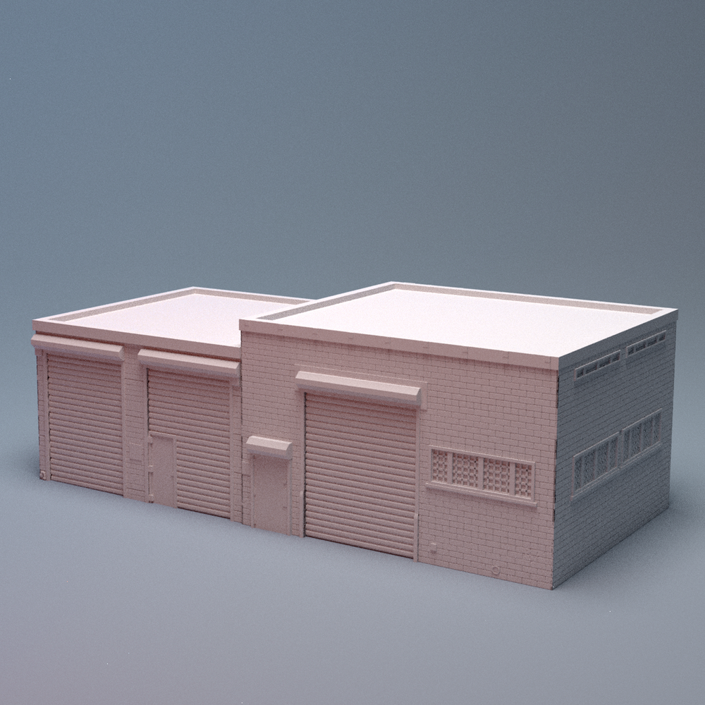 Corvus Games Terrain 3D printable Urban Warehouse D for 28mm - 40mm urban tabletop wargaming