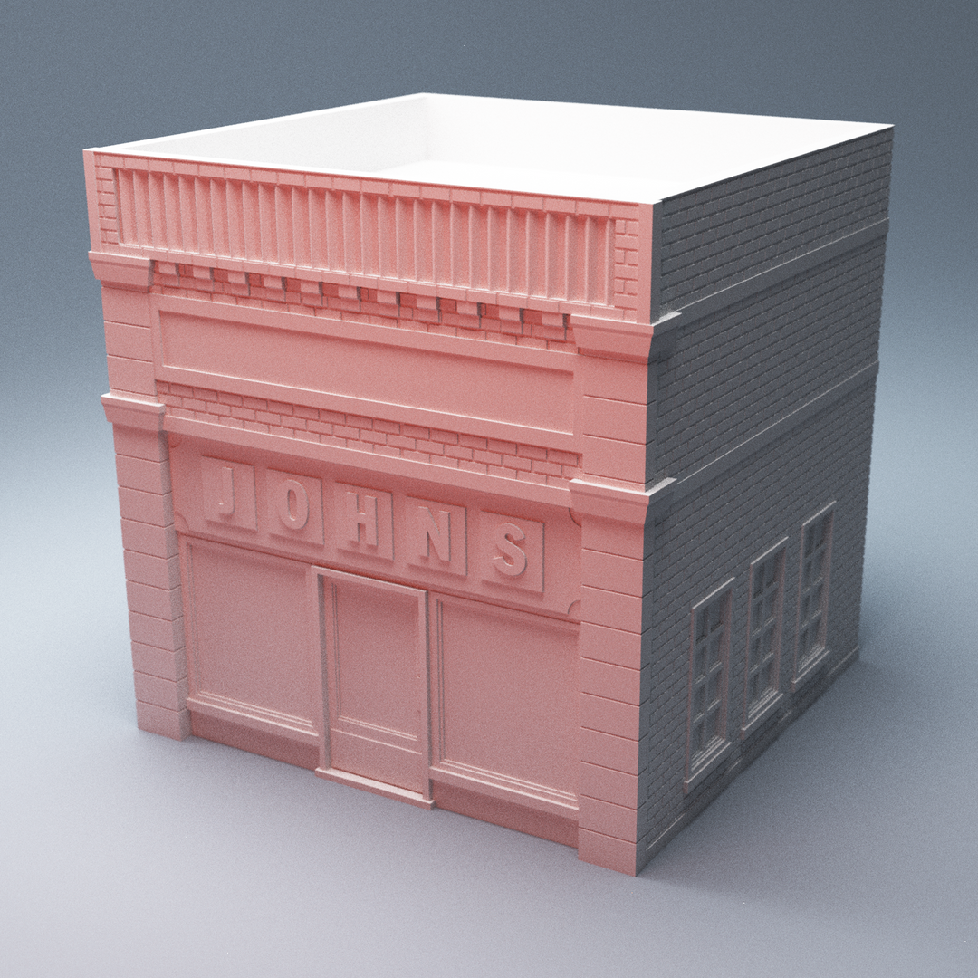 Corvus Games Terrain 3D Printable Hawkins Johns Barbershop for 28mm urban zombie tabletop wargaming