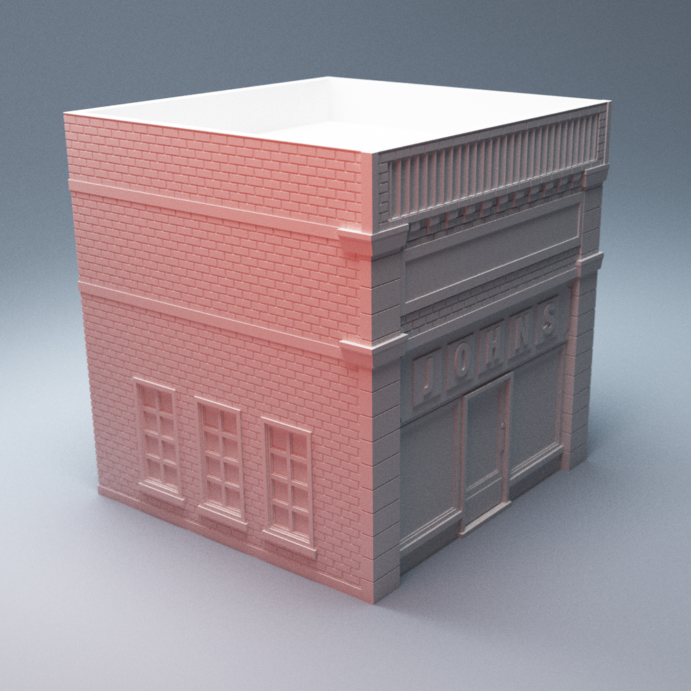Corvus Games Terrain 3D Printable Hawkins Johns Barbershop for 28mm urban zombie tabletop wargaming