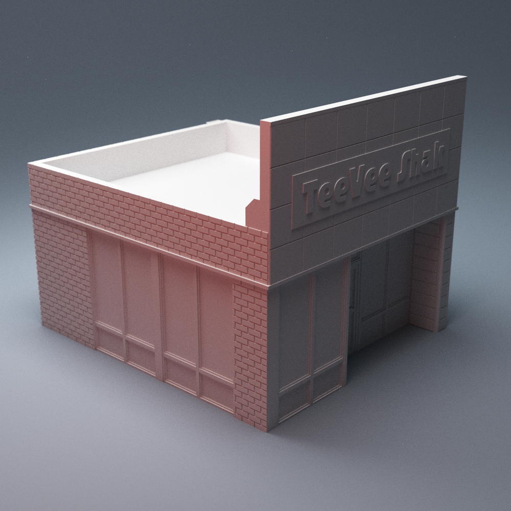 Corvus Games Terrain 3D Printable Hawkins TeeVee Shack for 28mm urban zombie tabletop wargaming