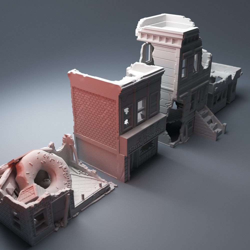 Corvus Games Terrain 3D Printable Urban and Heroic Ruined Buildings for 28mm - 40mm tabletop wargames
