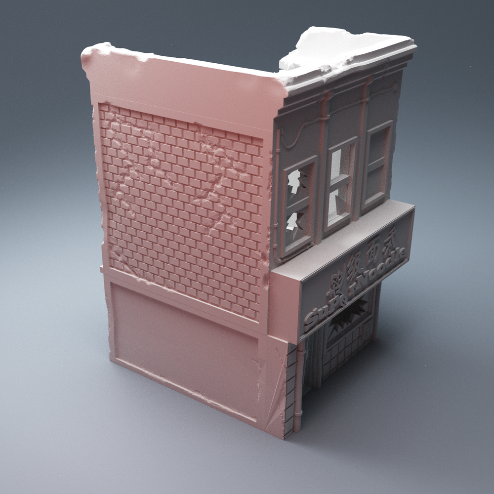 Corvus Games Terrain 3D Printable Urban and Heroic Ruined Noodle Shop Restaurant for 28mm - 40mm tabletop wargames