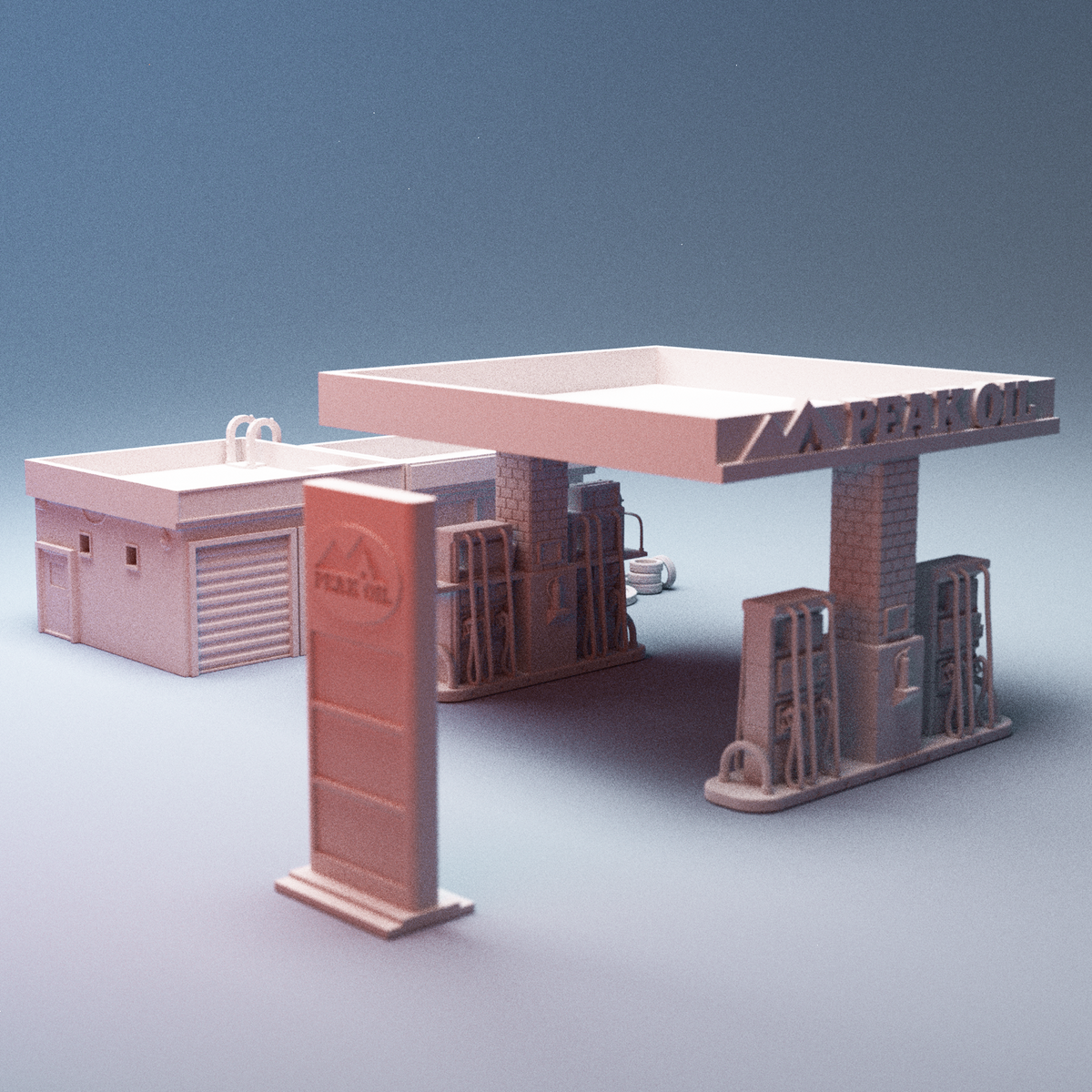 Urban Gas Station 3D printable zombie fallout 28mm terrain