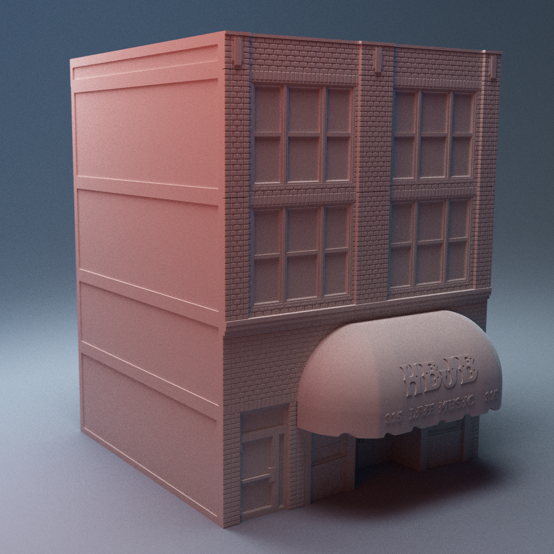 Corvus Games Terrain 3D printable Punk Rock Music Club building for 28mm - 40mm urban tabletop wargaming