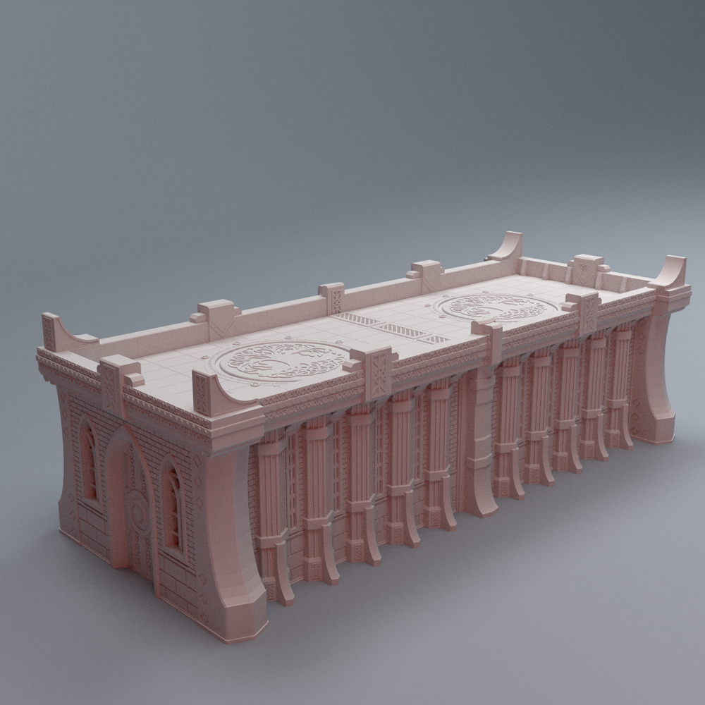 Corvus Games Terrain 3D printable Aesir Asgardian inspired Long Hall for 40mm scifi tabletop wargaming