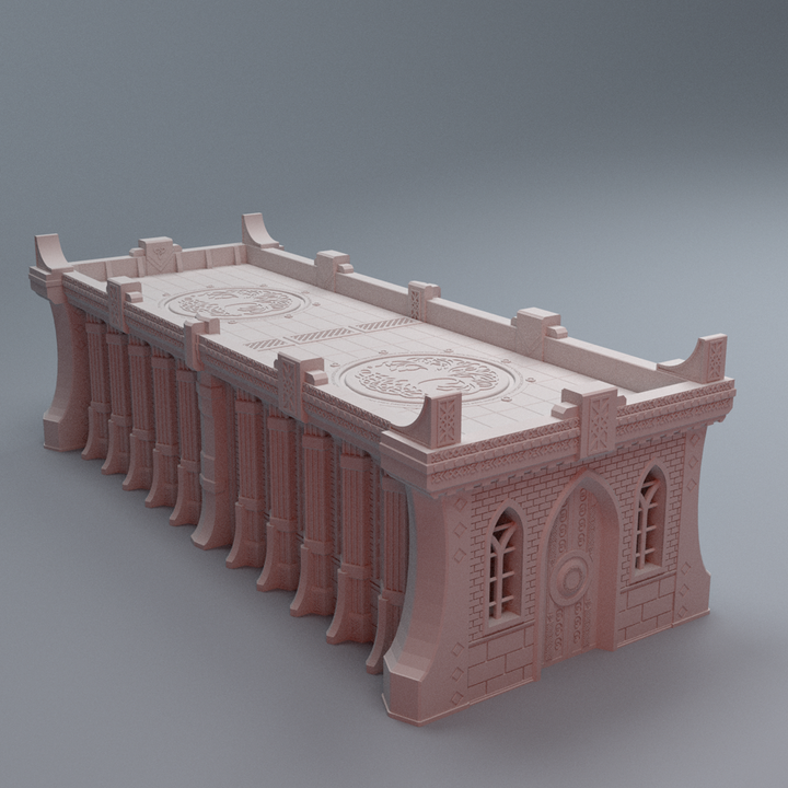 Corvus Games Terrain 3D printable Aesir Asgardian inspired Long Hall for 40mm scifi tabletop wargaming