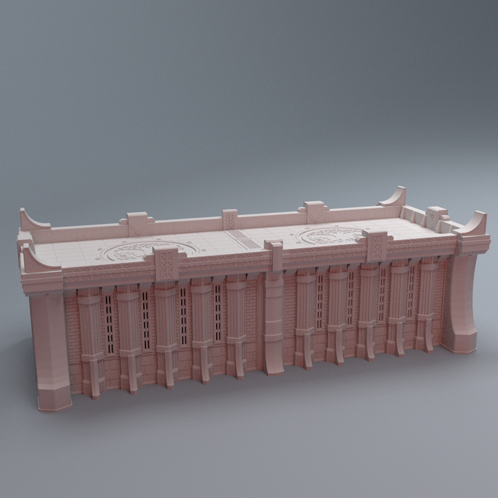 Corvus Games Terrain 3D printable Aesir Asgardian inspired Long Hall for 40mm scifi tabletop wargaming