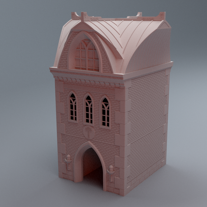 Corvus Games Terrain 3D printable Aesir Asgardian inspired Meeting House for 40mm scifi tabletop wargaming