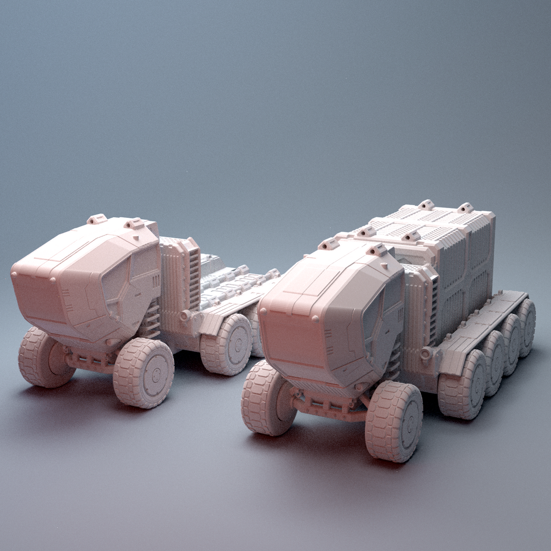 Corvus Games Terrain 3D printable Big Rig Cargo Hauler for 28mm - 40mm scifi tabletop wargaming