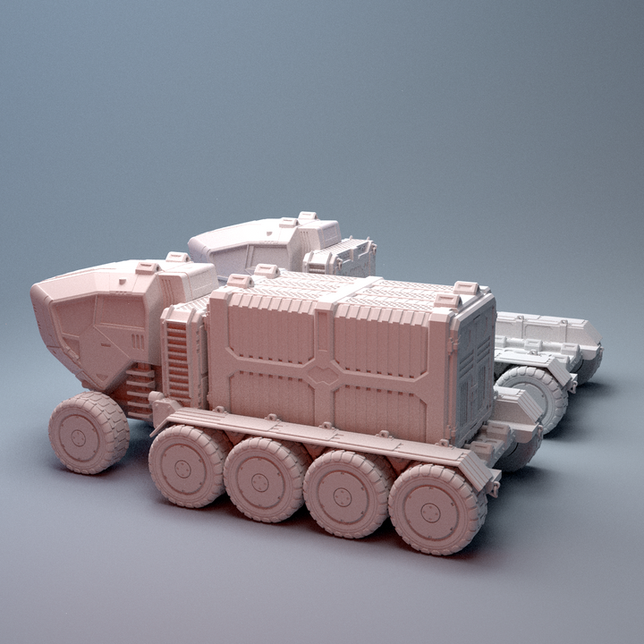 Corvus Games Terrain 3D printable Big Rig Cargo Hauler for 28mm - 40mm scifi tabletop wargaming