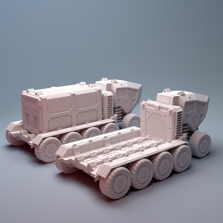 Corvus Games Terrain 3D printable Big Rig Cargo Hauler for 28mm - 40mm scifi tabletop wargaming