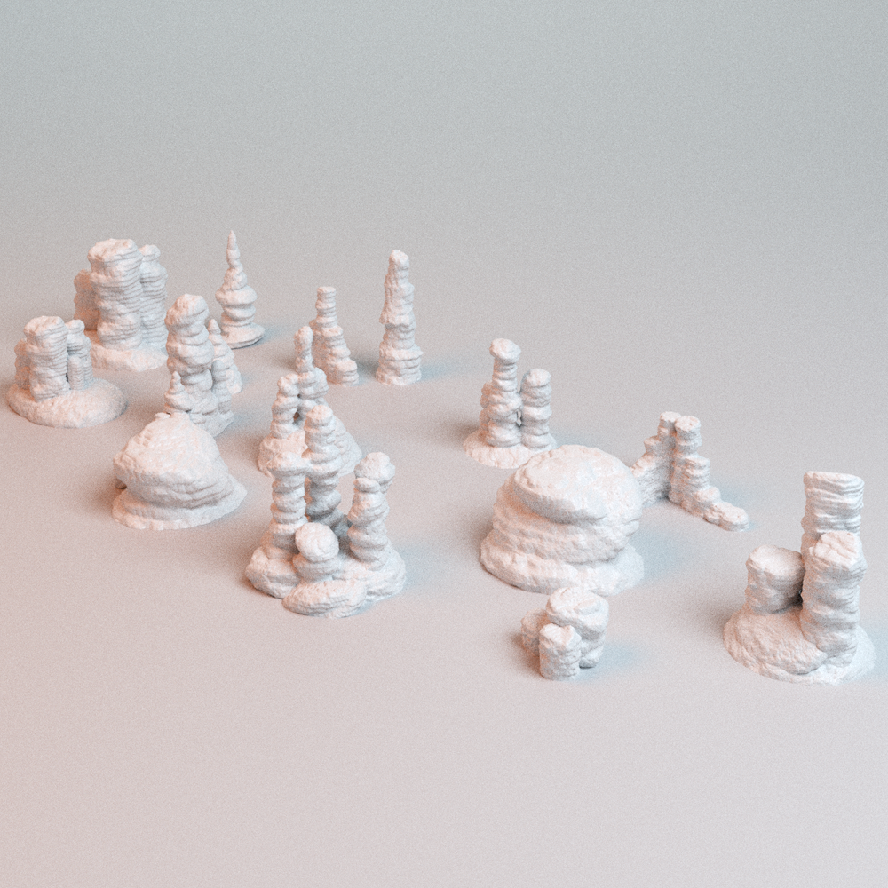 Corvus Games Terrain 3D printable Canyon Formations for 28mm - 40mm scifi tabletop wargaming