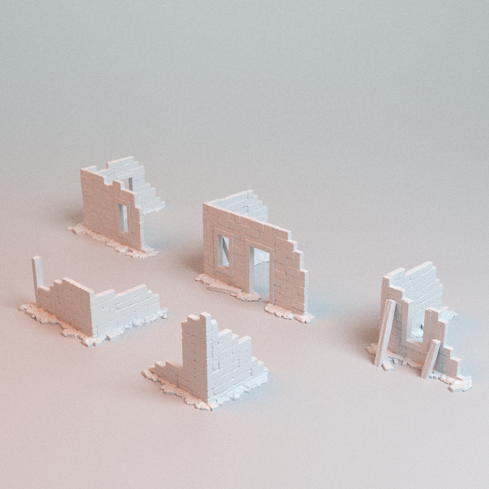 Corvus Games Terrain 3D printable Corner Ruins for 28mm - 32mm scifi fantasy trench wars tabletop wargaming