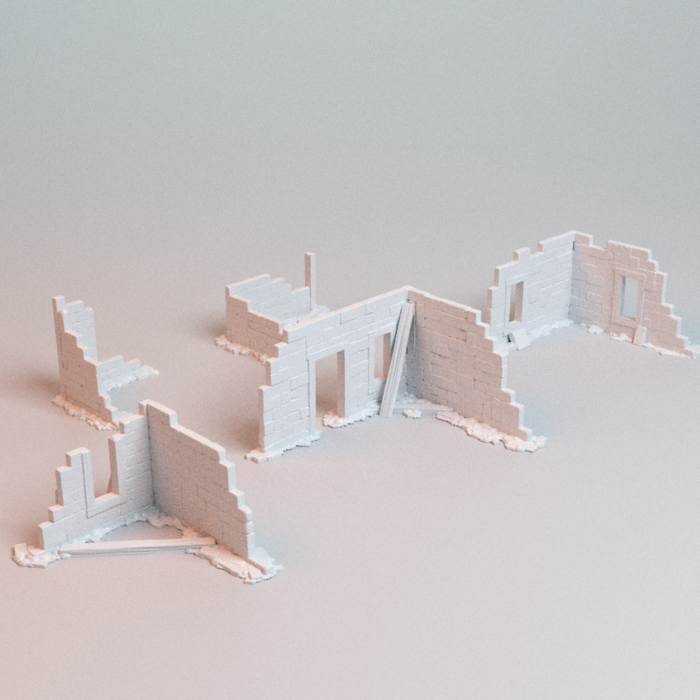 Corvus Games Terrain 3D printable Corner Ruins for 28mm - 32mm scifi fantasy trench wars tabletop wargaming