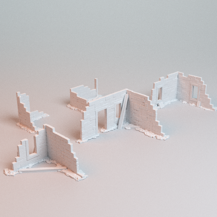 Corvus Games Terrain 3D printable Corner Ruins for 28mm - 32mm scifi fantasy trench wars tabletop wargaming