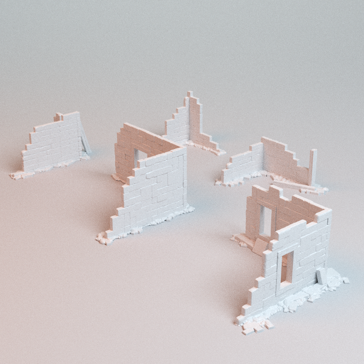 Corvus Games Terrain 3D printable Corner Ruins for 28mm - 32mm scifi fantasy trench wars tabletop wargaming