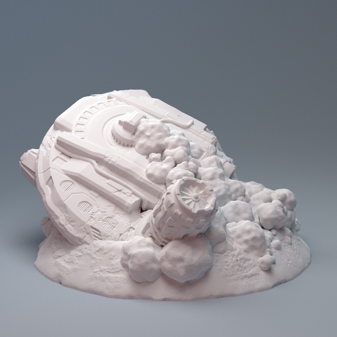Corvus Games Terrain 3D printable Crashed Smugglers Ship for 28mm - 34mm scifi tabletop wargaming