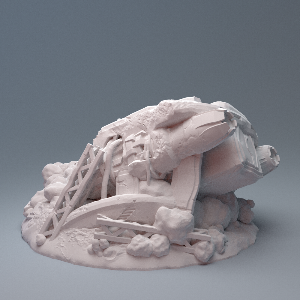 Corvus Games Terrain 3D printable Crashed Smugglers Ship for 28mm - 34mm scifi tabletop wargaming