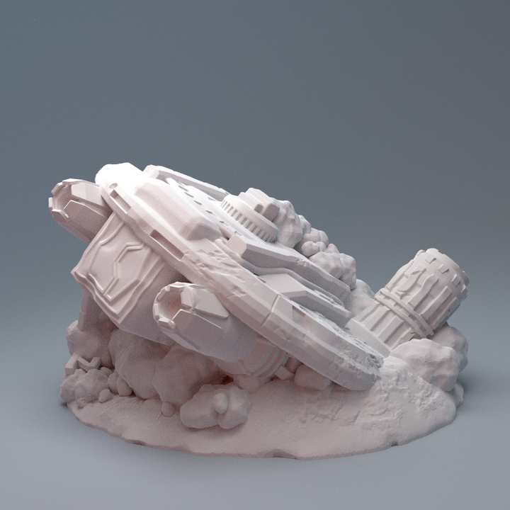 Corvus Games Terrain 3D printable Crashed Smugglers Ship for 28mm - 34mm scifi tabletop wargaming