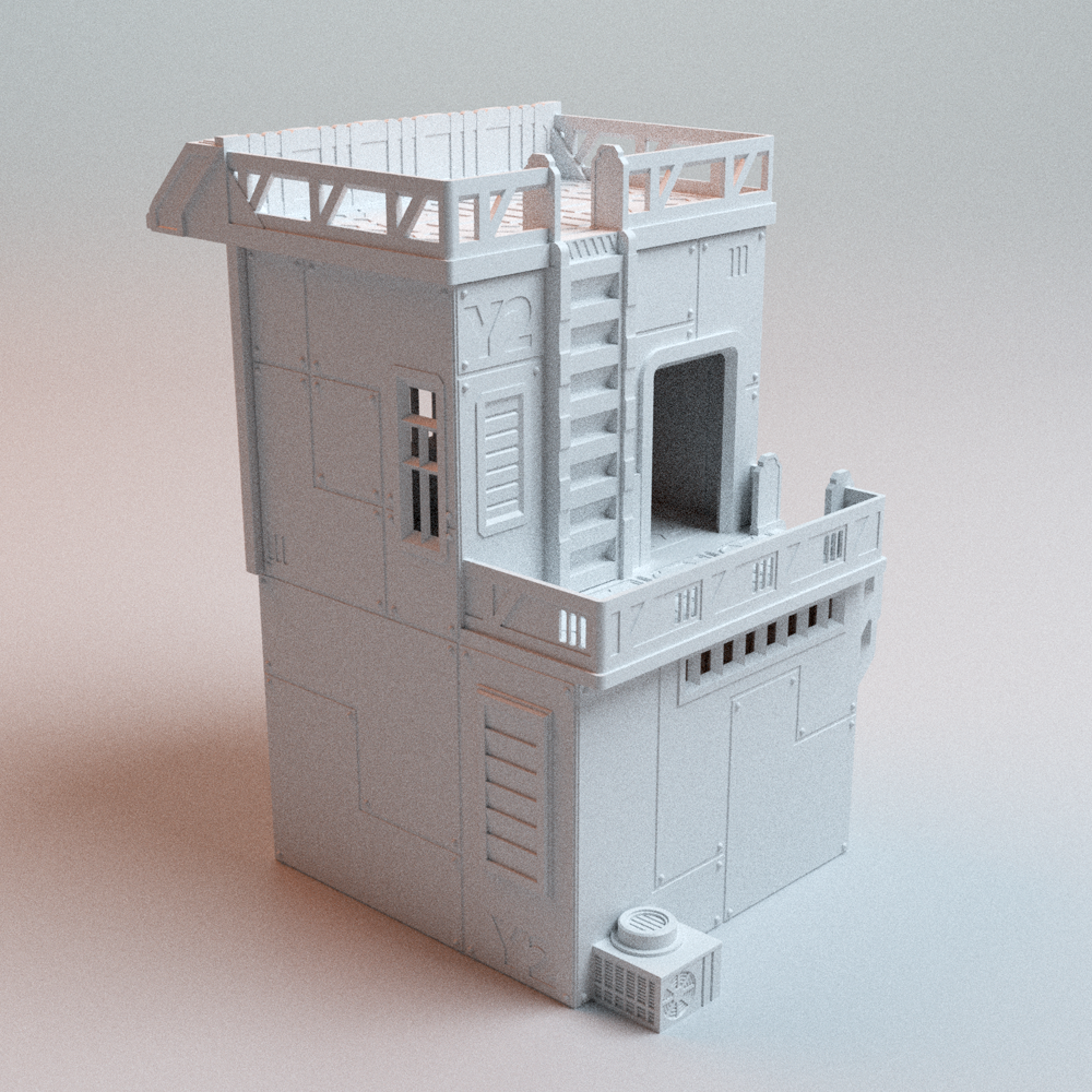 Corvus Games Terrain 3D printable Cyberpunk Locust Eatery for 32mm - 35mm scale cyberpunk and scifi tabletop wargaming