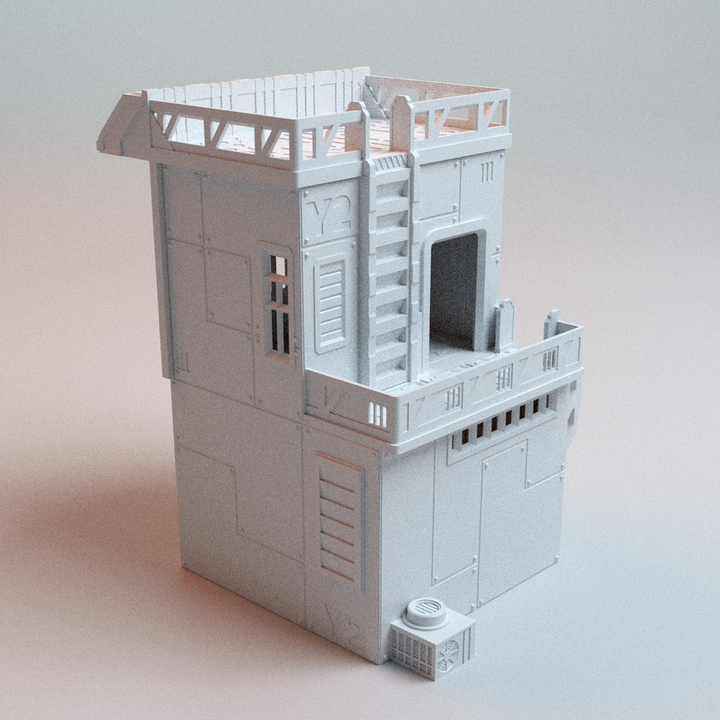 Corvus Games Terrain 3D printable Cyberpunk Locust Eatery for 32mm - 35mm scale cyberpunk and scifi tabletop wargaming