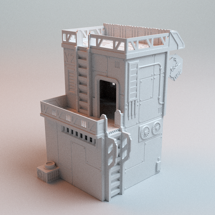 Corvus Games Terrain 3D printable Cyberpunk Locust Eatery for 32mm - 35mm scale cyberpunk and scifi tabletop wargaming