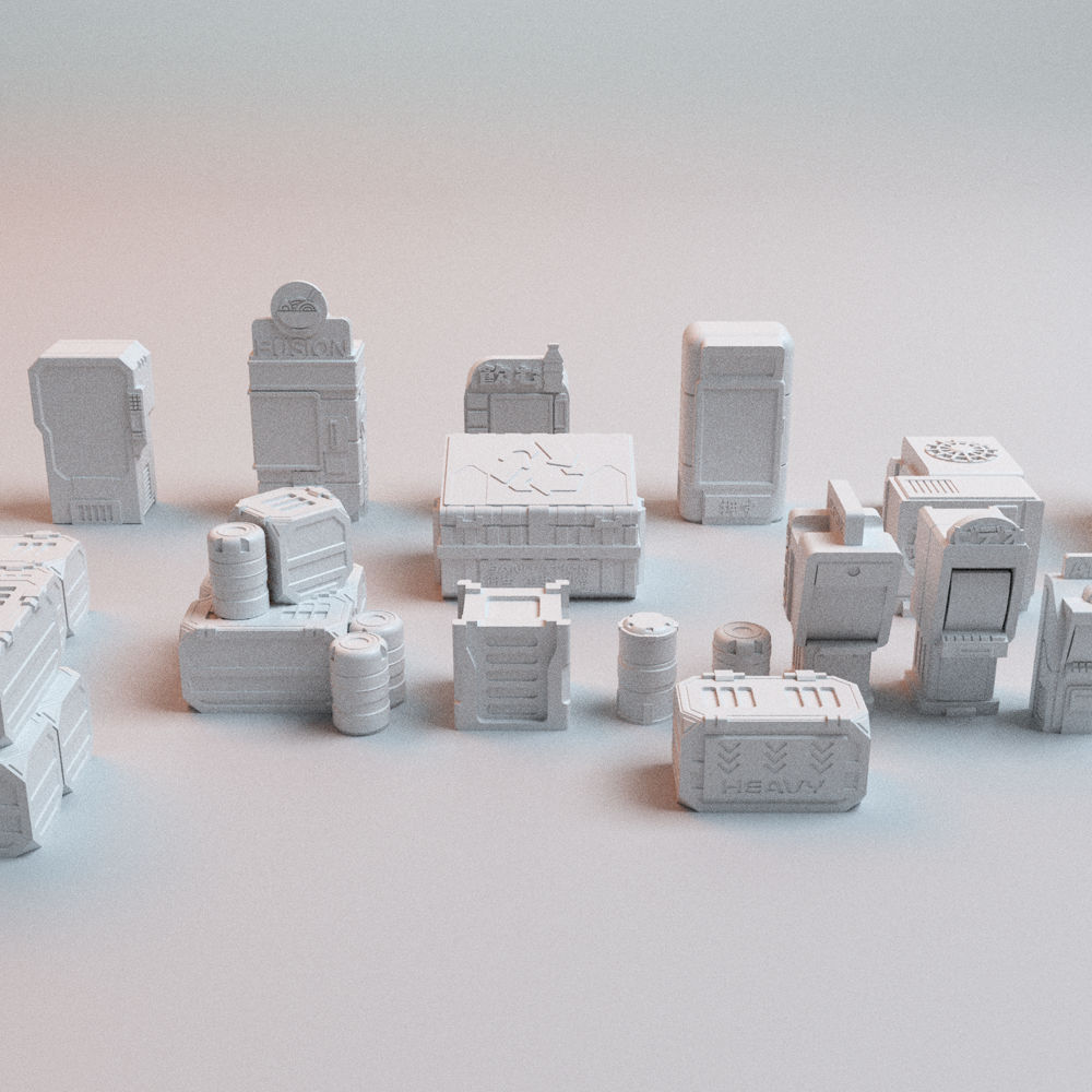 Corvus Games Terrain 3D printable Cyberpunk Street Scatter for 32mm - 40mm scifi tabletop wargaming