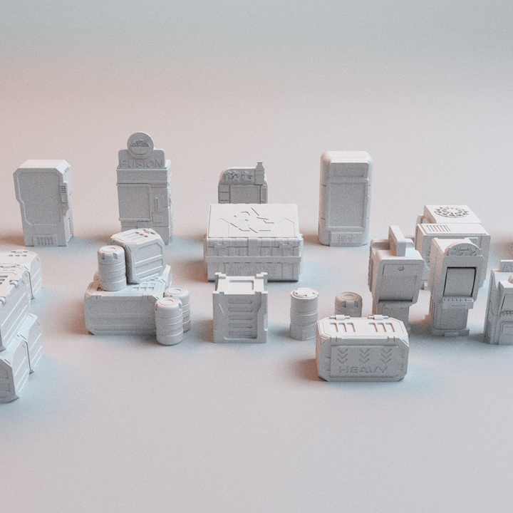 Corvus Games Terrain 3D printable Cyberpunk Street Scatter for 32mm - 40mm scifi tabletop wargaming