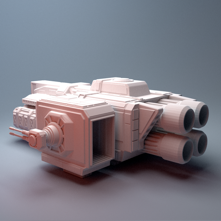 Corvus Games Terrain 3D printable DX120 Light Freighter Ship for 28mm - 40mm scifi tabletop wargaming
