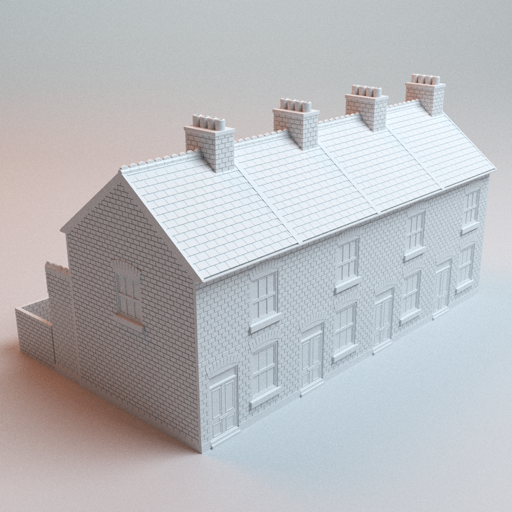 Corvus Games Terrain 3D printable English Terraced House B for 28mm - 32mm scale historical and urban heroic tabletop wargaming