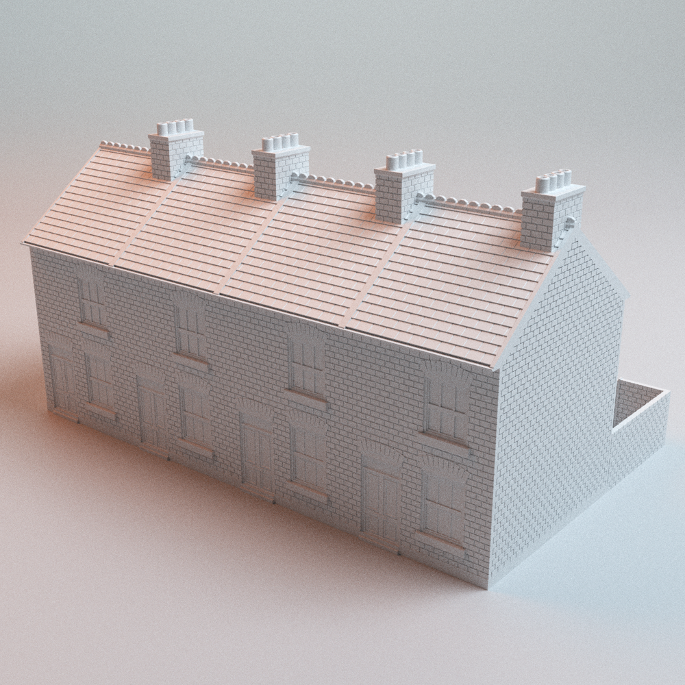 Corvus Games Terrain 3D printable English Terraced House B for 28mm - 32mm scale historical and urban heroic tabletop wargaming