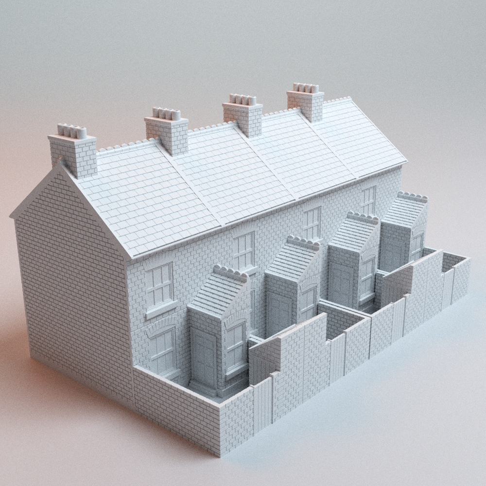 Corvus Games Terrain 3D printable English Terraced House B for 28mm - 32mm scale historical and urban heroic tabletop wargaming