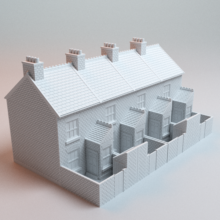 Corvus Games Terrain 3D printable English Terraced House B for 28mm - 32mm scale historical and urban heroic tabletop wargaming