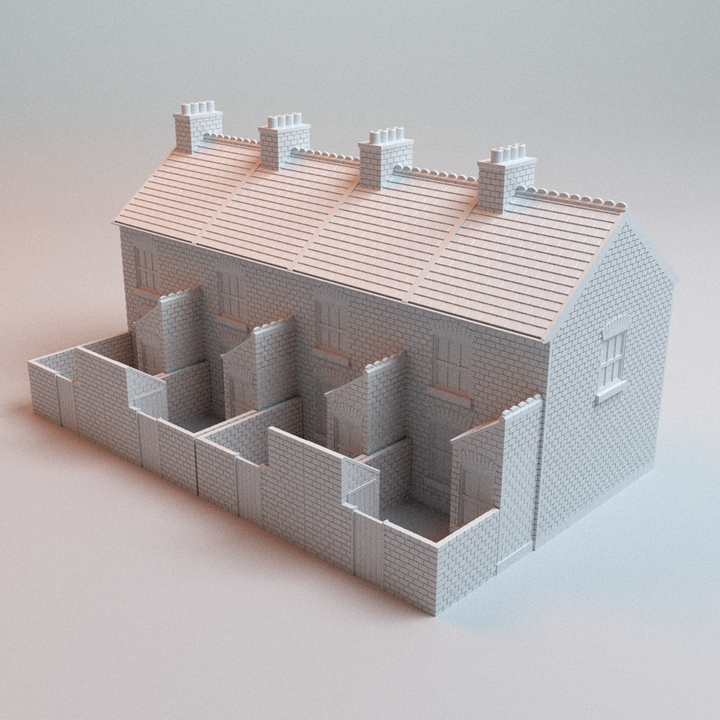Corvus Games Terrain 3D printable English Terraced House B for 28mm - 32mm scale historical and urban heroic tabletop wargaming