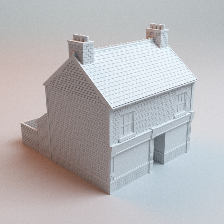 Corvus Games Terrain 3D printable English Terraced Shop for 28mm - 32mm scale historical and urban heroic tabletop wargaming