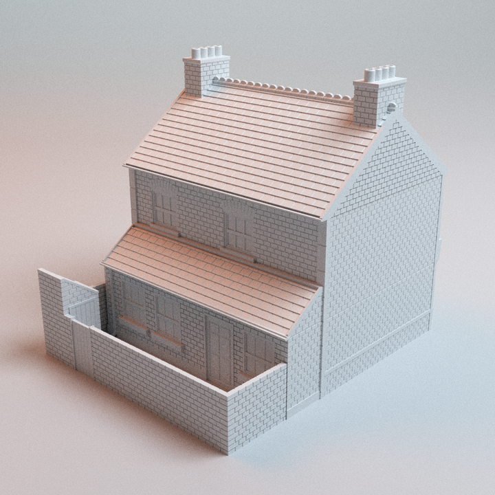 Corvus Games Terrain 3D printable English Terraced Shop for 28mm - 32mm scale historical and urban heroic tabletop wargaming