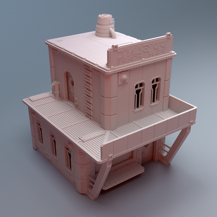 Corvus Games Terrain 3D printable Galactic Battles MidRim City Shop D Building for 28mm - 40mm scifi tabletop wargaming